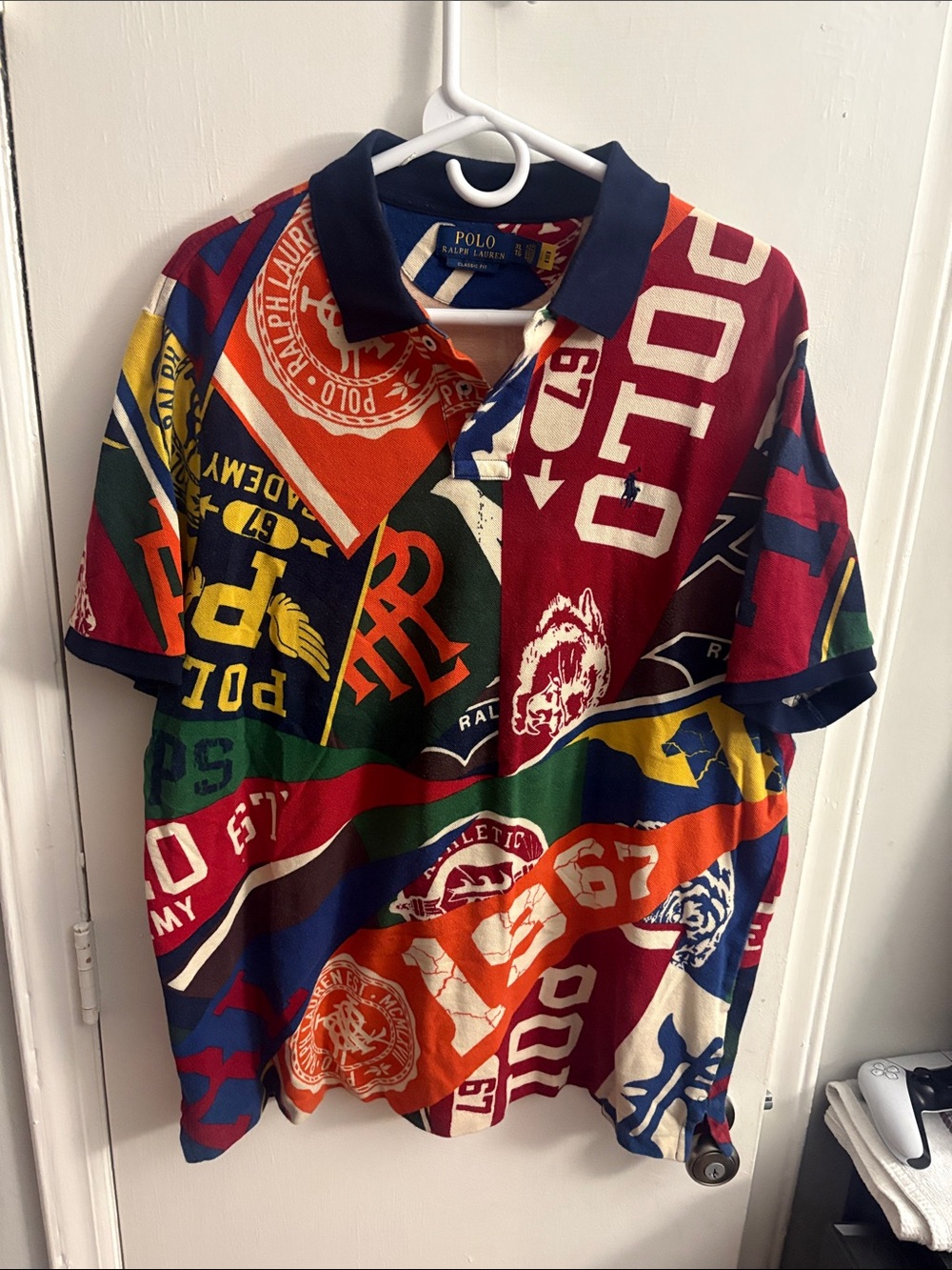 Polo by Ralph Lauren Multicolor Patchwork Polo with Navy Collar
